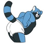  anthro black_body black_fur blep blue_body blue_eyes blue_fur briefs briefs_only bulge butt clothed clothing fur hands_on_hips izvy izvy_(artist) male one_eye_closed overweight overweight_male presenting presenting_hindquarters smile solo tighty_whities tongue tongue_out tongue_showing topless underwear underwear_only white_briefs white_clothing white_underwear wink 