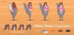  2020 anthro big_breasts big_butt bottomwear breasts brown_hair butt canid canine canis clothing color_swatch copyright_symbol digital_media_(artwork) english_text facial_expressions female footwear front_view fur grey_body grey_fur hair hi_res huge_breasts mammal model_sheet multicolored_body multicolored_fur navel rear_view rebecca_howler sandals satsumalord side_view solo symbol text thick_thighs three-quarter_view topwear two_tone_body two_tone_fur wide_hips wolf 