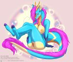  anthro breasts butt dragon female genitals icy-marth pinup pose presenting pussy slit solo text url 