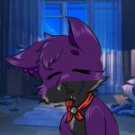  anthro black_body black_fur canid canine doug_becker fox fur male mammal notdougbecker purple_body purple_ears purple_fur solo tired 
