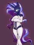  2019 absurd_res alternate_version_at_source black_body blue_eyes clothed clothing corset equid equine eyelashes female garter_straps glowing hair half-closed_eyes hasbro hi_res hooves horn idw_publishing legwear lingerie long_hair mammal my_little_pony my_little_pony_(idw) narrowed_eyes nightmare_rarity_(idw) pupils purple_hair purple_tail semi-anthro slit_pupils smile solo standing stockings tail thigh_highs topwear unicorn unicorn_horn yoditax 