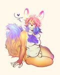  absurd_res anthro chubby_belly fluffy fluffy_tail girly hair hi_res junkochi long_ears male pink_hair solo solo_focus tail 