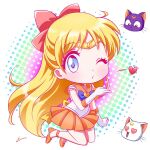  aino_minako angry artemis_(sailor_moon) bishoujo_senshi_sailor_moon black_cat blonde_hair blue_bow blue_eyes bow cat chibi emilio_orsi heart long_hair luna_(sailor_moon) magical_girl orange_skirt red_bow skirt 