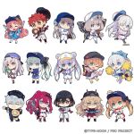  4boys 6+girls anastasia_(fate) april_fools artoria_caster_(fate) artoria_pendragon_(fate) baseball baseball_bat baseball_cap baseball_mitt baseball_uniform black_hair blonde_hair blue_eyes bright_pupils cheering cheerleader chibi constantine_xi_(fate) emiya_shirou everyone fairy_knight_gawain_(fate) fairy_knight_lancelot_(fate) fairy_knight_tristan_(fate) fate/grand_order fate_(series) gareth_(fate) gawain_(fate) green_eyes grey_eyes habetrot_(fate) hat holding holding_baseball_bat lady_avalon_(fate) logo merlin_(fate/prototype) multiple_boys multiple_girls oberon_(fate) playing_sports pointy_ears pom_pom_(cheerleading) red_hair saipaco senji_muramasa_(fate) smile sportswear standing white_background white_hair white_pupils 