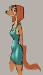  anthro artblush breasts canid canine canis clothed clothing domestic_dog dress eyewear female fully_clothed glasses hair hi_res hunting_dog illumination_entertainment mammal orange_hair round_glasses saluki side_view sighthound simple_background sing_(movie) sketch slim solo suki_lane 