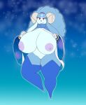  2023 2_horns absurd_res accessory anthro areola ariem_(sonic) barely_visible_genitalia barely_visible_pussy big_areola big_breasts blue_background blue_body blue_fur blue_hair bovid bracelet breasts caprine clothed clothing countershade_face countershade_torso countershading crescent_moon curled_horn eyelashes facial_markings featureless_feet female floating_hands floppy_ears fur genitals hair hair_accessory hair_tie head_markings hi_res horn huge_breasts idaialo jewelry mammal markings moon navel nipples open_clothing open_robe pink_areola pink_eyes pink_nipples purple_eyelids purple_eyes purple_nose pussy robe sega sheep simple_background smile solo sonic_dream_team sonic_the_hedgehog_(series) sparkles thick_thighs wool_(fur) 