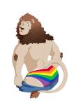  back butt clothing felid feline fluffy hi_res leolex lgbt_pride lion male mammal mane matt-stewam muscular pantherine pride_colors underwear 