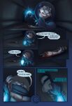  2017 alien anthro biped blood bodily_fluids bone brown_body clothed clothing colored comic dialogue dialogue_box english_text furgonomics green_eyes hi_res inside male mammal mgferret mustelid oscar_(mgferret) otter page_number severed_arm solo space_helmet spacesuit speech_bubble tail tail_clothing text whiskers 