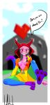  absurd_res anthro backstage dragon female female/female hi_res orange_eyes pijama pink_body rainbow_monkey_dragon sitting solo unkindred 