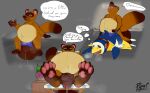 absurd_res animal_crossing anthro avian bird canid canine chabwick_(animal_crossing) doggystyle duo english_text feet foot_focus from_behind_position hi_res hyper lying male male/male mammal nintendo obese overweight penguin pyne_(artist) raccoon_dog sex simple_background sitting solo tanuki text tom_nook_(animal_crossing) 