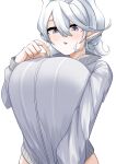  absurdres breasts cotan_(actancyaga) grey_eyes highres huge_breasts jersey lady_labrynth_of_the_silver_castle large_breasts lovely_labrynth_of_the_silver_castle white_hair yu-gi-oh! 