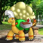  1:1 2023 4k absurd_res all_fours artist_name black_eyes chef_hat claws clothing cooking_with_tracy digital_drawing_(artwork) digital_media_(artwork) dinosaur female food generation_3_pokemon grill hat headgear headwear hi_res hot_dog hybrid ketchup multicolored_body multicolored_scales nintendo orange_body orange_scales photo_background photography_(artwork) pokemon pokemon_(species) reptile scales scalie shell shizadacomunist signature smile snoot_game_(fan_game) snout solo spikes spikes_(anatomy) torkoal tracy_(cwt) two_tone_body two_tone_scales yellow_body yellow_scales 