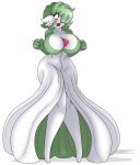  aakashi alpha_channel big_breasts blush border breast_growth breasts brown_eyes chest_spike colored eyelashes female gardevoir gender_transformation generation_3_pokemon green_body green_hair growth hair humanoid looking_down mtf_transformation nintendo open_mouth pokemon pokemon_(species) simple_background solo species_transformation spikes spikes_(anatomy) surprised_expression thick_thighs transformation transparent_background transparent_border white_body 