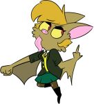  2016 alpha_channel anthro bat biped brown_body brown_fur brown_membrane chokovit_(artist) clothed clothing colored digital_drawing_(artwork) digital_media_(artwork) female fur gesture hair mammal membrane_(anatomy) membranous_wings middle_finger pink_tongue red_eyes school_uniform simple_background solo tail tongue tongue_out transparent_background uniform winged_arms wings yellow_sclera 