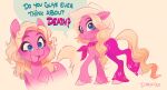  barbie_(barbie) barbie_(film) blonde_hair blue_eyes clothing cowboy_hat earth_pony english_text equid equine fur hair hasbro hat headgear headwear hi_res horse imalou looking_at_viewer mammal my_little_pony pink_body pink_fur ponification pony text 
