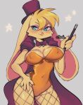  activision anthro bianca_(spyro) big_breasts blonde_hair blue_eyes breasts bunny_costume cape chericake clothing costume female fishnet fur hair lagomorph latex leporid long_ears magic magic_user magician magician_hat mammal rabbit solo spyro_the_dragon thick_thighs wand yellow_body yellow_fur 