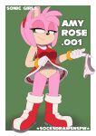  2023 amy_rose anthro boots bottomless clothed clothing clothing_lift dress dress_lift english_text eulipotyphlan female footwear genitals gloves handwear hedgehog hi_res holding_clothing holding_object holding_panties holding_underwear looking_away mammal navel panties pussy sega socksdrawssocs solo sonic_the_hedgehog_(series) text underwear 