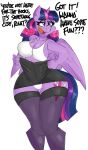 2023 anthro anthrofied bedroom_eyes bra breasts clothing collarbone cutie_mark dialogue digital_media_(artwork) english_text equid equine eyelashes feathered_wings feathers female flutterthrash friendship_is_magic fur hair half-closed_eyes hasbro hi_res horn legwear mammal my_little_pony narrowed_eyes open_mouth open_smile panties purple_body purple_eyes purple_feathers purple_fur purple_hair purple_tail seductive simple_background smile solo stockings tail text thick_thighs tongue twilight_sparkle_(mlp) underwear white_background wide_hips winged_unicorn wings 