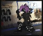  2000s_(media) confusion effects fan_character graffiti_on_wall hi_res ianmata1998 kingdom_hearts_3 male monster poster solo street tail 