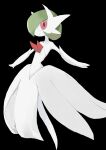  1girl absurdres bare_shoulders black_background bob_cut buiu closed_mouth colored_skin commentary dress elbow_gloves english_commentary flat_chest full_body gardevoir gloves green_hair hair_over_one_eye highres looking_at_viewer mega_gardevoir mega_pokemon one_eye_covered pokemon pokemon_(creature) red_eyes short_hair simple_background solo split_mouth standing strapless strapless_dress white_dress white_gloves white_skin 
