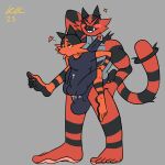  anal bdsm bodily_fluids bondage bound feet generation_7_pokemon genital_fluids hi_res hindpaw incineroar leaking male male/male nintendo paws pokemon pokemon_(species) precum sex torracat 