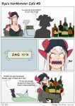  alcohol angry animal_humanoid atm beverage big_breasts black_clothing black_shirt black_topwear breasts cashier cleavage clothed clothing comic dragon dragon_humanoid duo english_text faceless_character faceless_female female hair hi_res humanoid monster_girl_(genre) randomtanstudio ryu_(randomtanstudio) shirt text topwear white_hair 