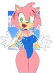 accessory amy_rose anthro bracelet breasts brolycoochie cleavage clothed clothing eulipotyphlan female fur gloves green_eyes hair_accessory hairband handwear hedgehog jewelry mammal nipples_visible_through_clothing pink_body pink_fur sega solo sonic_the_hedgehog_(series) swimwear thick_thighs thigh_gap 