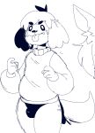  animal_crossing anthro bodily_fluids bulge clothing cyantmov_(artist) digby_(animal_crossing) freckles male nintendo panties sketch slightly_chubby solo sweat sweater tongue tongue_out topwear underwear 