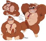  &lt;3 2023 5_fingers abs anthro ape balls blush bodily_fluids brown_body brown_eyes brown_fur cum cum_drip cum_in_mouth cum_inside cum_on_tongue digital_drawing_(artwork) digital_media_(artwork) donkey_kong_(character) donkey_kong_(series) dripping emanata erection fingers fur genital_fluids genitals grin half_lidded_eyes hands_behind_head haplorhine hi_res hyaku_(artist) japanese_text licking looking_at_viewer male mammal multiple_images musclegut necktie nintendo nude penis primate self_lick signature simple_background sitting smile solo text tongue tongue_out translation_request white_background 