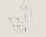  anthro balls big_balls big_penis canid canine eyes_closed generation_4_pokemon genitals hi_res lucario male male/male mammal nintendo oral penis pokemon pokemon_(species) riolu suckling vivarin1969 