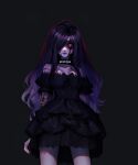  1girl akskiya bad_source bow corpse cuts doll dress expressionless gothic gothic_lolita highres injury lolita_fashion long_hair red_eyes solo stitches zombie 