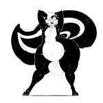 1:1 2023 a-side anthro balls belly chubby_anthro chubby_male cocked_hip front_view fur genitals half-closed_eyes hands_behind_head hi_res humanoid_genitalia humanoid_penis looking_at_viewer looney_tunes male mammal mephitid monochrome narrowed_eyes navel nude penis pepe_le_pew pose presenting presenting_balls presenting_genitalia presenting_penis raised_tail skunk slightly_chubby smile smiling_at_viewer solo spread_legs spreading standing tail thick_thighs warner_brothers 