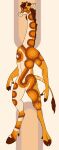  anthro brown_body brown_hair full-length_portrait giraffe giraffid hair hi_res imperatorcaesar male mammal mouth_closed narrowed_eyes nude orange_body portrait simple_background solo standing tan_body 