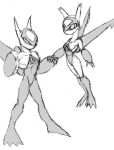  2004 4_toes anthro biped chest_markings claws duo featureless_chest featureless_crotch feet female finger_claws floating generation_3_pokemon greyscale hand_holding heckfire latias latios legendary_pokemon looking_at_viewer male markings monochrome nintendo nude pokemon pokemon_(species) pokemorph simple_background sketch standing toes white_background wings 