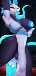  2023 absurd_res anthro areola balls big_breasts black_body blue_tongue breasts crossgender darkner deltarune felid ftg_crossgender fti_crossgender genitals gynomorph hand_behind_head hi_res intersex kakhao long_tongue machine mammal nipple_piercing nipple_ring nipples no_pupils one_breast_out open_mouth penis piercing ring_piercing robot solo tail tasque_manager tongue tongue_out undertale_(series) yellow_eyes 