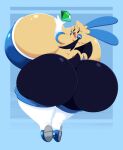  anthro big_breasts big_butt breasts butt butt_focus chaos_emerald dewy-eyedboy female gem generation_3_pokemon hi_res huge_breasts huge_butt huge_thighs hyper hyper_breasts hyper_butt hyper_thighs looking_at_viewer looking_back markings minun nintendo open_mouth pokemon pokemon_(species) rear_view rouge_the_bat sega simple_eyes smile solo sonic_the_hedgehog_(series) standing thick_thighs wings yellow_body 