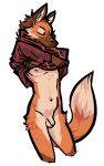  alpha_channel anthro balls canid canine clothed clothing eyes_closed flaccid foreskin fur genitals hoodie jam_(artist) male mammal maned_wolf nipples orange_body orange_fur partially_clothed penis simple_background solo solo_focus standing tail topwear transparent_background undressing 