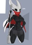  anthro arthropod arthropod_abdomen artlegionary big_breasts black_body black_eyes breasts cape cape_only clothing female genitals hand_on_hip hollow_knight hornet_(hollow_knight) insect mostly_nude non-mammal_breasts nude pussy solo team_cherry vessel_(species) wide_hips 