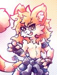  4_fingers anthro biped bottomwear catboy_(sunfleet) claws clothed clothing dazuresky domestic_cat eyebrows eyewear felid feline felis fingers fur glasses hair hi_res inner_ear_fluff male mammal open_mouth open_smile shorts smile solo tail topless topless_anthro topless_male tuft 