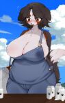  absurd_res amaverse angel_welina anthro bernese_mountain_dog big_breasts bodily_fluids bottle breast_milking breasts breasts_out_of_clothes canid canine canis clothed clothing clothing_lift container curvy_figure dairy_products domestic_dog embarrassed female female_anthro food furniture hair hi_res huge_breasts kemono lactating lactating_through_clothing looking_at_breasts looking_down mammal mei_kemo milk milk_bottle milk_container molosser mountain_dog naturally_censored one_breast_out overalls shy sky slightly_chubby smile smiling_at_viewer solo swiss_mountain_dog table thick_thighs voluptuous wet wet_clothing worried 