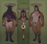  2022 anthro antlers black_body black_fur brown_antlers brown_body brown_fur deer digital_media_(artwork) featureless_crotch full-length_portrait fur hi_res hooves horn humanoid_hands male mammal model_sheet orange_eyes portrait pubes red_body red_fur runasolaris scut_tail short_tail simple_background solo standing tail tan_body tan_fur 