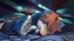  abstract_background anthro blep blue_bottomwear blue_clothing blue_jacket blue_pants blue_topwear bottomwear clothed clothing dragon fur furred_dragon glistening glistening_eyes hair hi_res jacket kutto kuttoyaki lying male mouth_closed on_front orange_body orange_eyes orange_fur orange_hair orange_tail pants solo tail tongue tongue_out topwear white_body white_fur yellow_body yellow_fur yellow_tail 