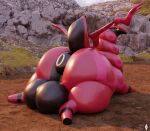  absurd_res balls big_balls big_butt butt detailed_background feral gabrielarchgod generation_5_pokemon genitals hi_res looking_at_viewer looking_back male nintendo pokemon pokemon_(species) scolipede solo 