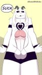  anthro asriel_dreemurr asriel_dreemurr_(god_form) black_sclera bodily_fluids bovid caprine command fur genital_fluids genitals goat goated grey_horn hi_res horn imminent_blowjob leaking_penis leaking_precum male mammal markings nipples penis precum signature simple_background solo throbbing_penis undertale undertale_(series) white_body white_fur yellow_background 