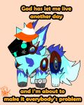  absurd_res all_fours anonymous_artist anthro blue_body blue_fur comic digital_media_(artwork) english_text fur hi_res machine male meme open_mouth protogen ryan_the_protogen screen screen_face simple_background smile solo text 