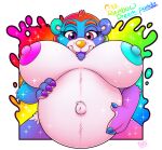  anthro bear big_breasts breasts claws digital_media_(artwork) drxii female fur giant_panda hair hi_res huge_breasts mammal miss.rainbow_dream-panda multicolored_body multicolored_fur nude pregnant rainbow_body rainbow_fur solo 