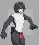  anthro arm_tuft bear black_body black_claws black_fur black_hair black_nose black_pupils blush bulge claws clothed clothing cowlick elbow_tuft fluffy fluffy_chest fluffy_ears fur giant_panda hair head_tuft hi_res jockstrap jockstrap_only male mammal markings mole_(marking) mole_under_eye nipples nub_tail open_mouth pink_nipples pornfypanda pupils red_clothing red_jockstrap red_underwear smile snout solo teeth tessa_(pomfypanda) three-quarter_view topless tuft underwear underwear_only white_body white_fur yellow_eyes 
