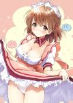  1girl akina_tsukako antenna_hair blush brown_eyes brown_hair cameltoe clannad dango food furukawa_nagisa maid short_hair smile solo wagashi 