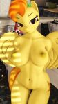  3d_(artwork) 4k 9:16 absurd_res anthro anthrofied big_breasts breasts digital_media_(artwork) equid equine feathers featureless_crotch female friendship_is_magic hair hasbro hi_res mammal multicolored_hair my_little_pony nipples pegasus skyleesfm solo spitfire_(mlp) two_tone_hair wings wonderbolts_(mlp) yellow_body yellow_feathers 