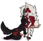  animal_genitalia animal_penis anthro anthro_on_anthro anthro_penetrated anthro_penetrating anthro_penetrating_anthro archi_(archiiscuteboy) archiiscuteboy biped black_body black_fur canid canid_demon canine_genitalia canine_penis claws demon duo fellatio fur generation_7_pokemon genitals hi_res horn interspecies lycanroc male male/male male_penetrated male_penetrating male_penetrating_male mammal midnight_lycanroc nintendo open_mouth open_smile oral penetration penile penis pokemon pokemon_(species) pokephilia sex simple_background smile tail tongue tongue_out white_background 